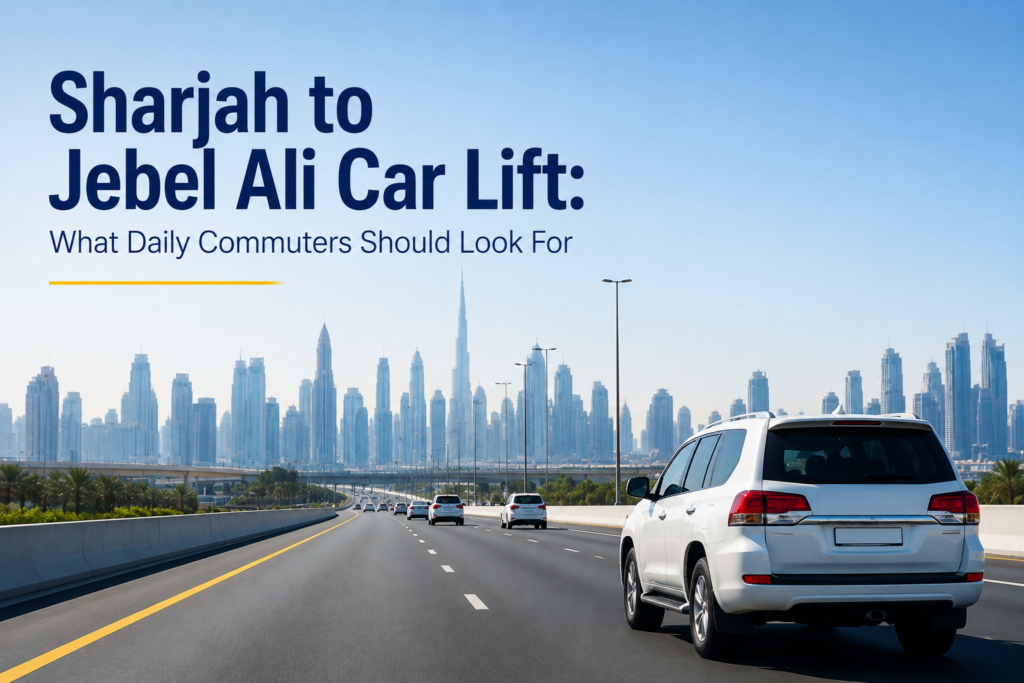 Sharjah to Jebel Ali car lift for daily commuters on a UAE highway